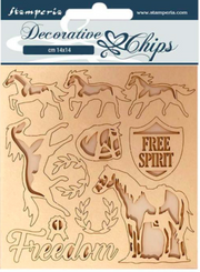 STAMPERIA DECORATIVE CHIPS - HORSES FREEDOM SCB98